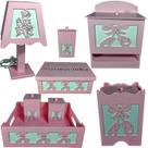 kit higiene bebe mdf decorado - BAILARINA Rosa