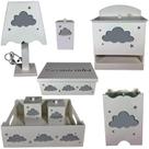 kit higiene bebe mdf decorado - NUVEM CINZA