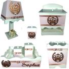 Kit Higiene bebê Mdf menina 7 pçs - ROSÊ DE COROA