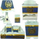 Kit Higiene bebê Mdf menino 7 pçs - AZUL MARINHO COM BOLINHAS DE COROA