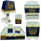 Kit Higiene bebê Mdf menino 7 pçs - AZUL MARINHO DE COROA