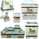 Kit Higiene bebê Mdf menino 7 pçs - BRANCO COM PALHA DE CAVALO