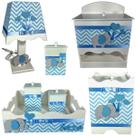 Kit Higiene bebê Mdf menino 7 pçs - CHEVRON AZUL BB DE ELEFANTE AZUL