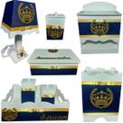 Kit Higiene bebê Mdf menino 8 pçs - AZUL MARINHO DE COROA