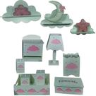 Kit Higiene Bebe Mdf Nuvem Menina + 3 Nichos Nuvem Brancos Kit Higiene Bebe Mdf Nuvem Menina + 3 Nichos Nuvem Brancos