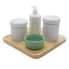 Kit higiene bebê Poá 5 pçs Molh. Verde Porcelana e Bdj Pinus