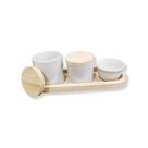 Kit Higiene Bebê Porcelana Com Tampa e Bandeja Oval em pinus