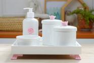 Kit Higiene Bebê Porcelana Moderno Quarto Menina Cuidados Maternidade K014 Rosa