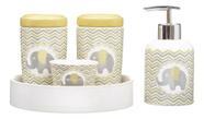 Kit Higiene Bebê Porta Algodão Banheiro Quarto Elefante Bb
