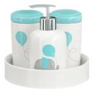 Kit Higiene Bebê Porta Sabonete Líquido Bandeja Algodão Banheiro Lavabo Quarto Balãozinho Kit Higiene Bebê Porta Sabonete Líquido Bandeja Algodão Banheiro Lavabo Quarto Balãozinho