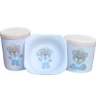 Kit higiene bebê Príncipe Ursinho 3 Pçs - Potes e molhadeira