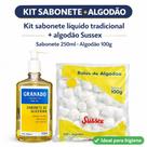 Kit Higiene Bebê Sabonete líquido Granado 250ml + Algodão Bola Branca Sussex 100g