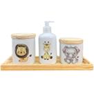 Kit higiene bebê Safari 4 pçs - Bandeja Retangular Pinus