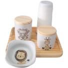 Kit higiene bebê Safari 5 Pçs - Peças porcelana e Pinus