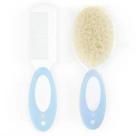 Kit higiene bebes pente + escova cerdas naturais Pimpolho AZUL
