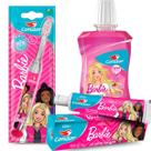 Kit Higiene Bucal Barbie Escova Led Pica 2 Min + Gel Dental + Enxaguante Bucal