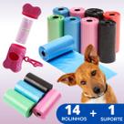 Kit Higiene Cata Caca Cocô Coletor De Fezes Para Cães Pet Com 14 Rolos Saquinhos