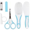 Kit higiene cuidados bebê tesoura cortador escova pente buba - azul