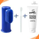 Kit Higiene Dental Pet 1 Creme Dental Carvão Ativado + 1 Dedeira Colorida + 1 Escova de Dente Power Pets