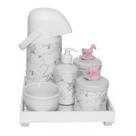 Kit Higiene Espelho Completo Porcelanas, Garrafa e Capa Cavalinho Rosa Quarto Bebê Menina