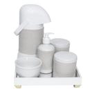 Kit Higiene Espelho Completo Porcelanas, Garrafa e Capa Dourado Quarto Bebê Unissex