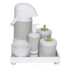 Kit Higiene Espelho Completo Porcelanas, Garrafa e Capa Provençal Dourado Quarto Bebê Unissex