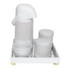 Kit Higiene Espelho Potes, Garrafa, Molhadeira e Capa Dourado Quarto Bebê Unissex