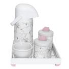 Kit Higiene Espelho Potes, Garrafa, Molhadeira e Capa Nuvem Rosa Quarto Bebê Menina Kit Higiene Espelho Potes, Garrafa, Molhadeira e Capa Nuvem Rosa Quarto Bebê Menina