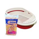 Kit Higiene Gato areia granulado Madeirinha 5kg com Bandeja