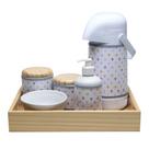 Kit Higiene Moderno Triângulos Cinza Quarto Bebê Infantil Menina Menino