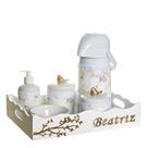 Kit Higiene Pássaros Com 6 Peças, Capa e Nome Do Bebê Quarto Bebê Menina
