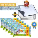 Kit Higiene Pet com 6 Tapetes Higiênicos Absorventes Médios + 6 Lenços Umedecidos Turma da Alegria