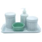 Kit higiene Poá 5 peças - Molhadeira Verde - Peças Porcelana Kit higiene Poá 5 peças - Molhadeira Verde - Peças Porcelana