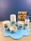 Kit higiene porcelana nuvem diversos temas azul garrafa t101 Kit higiene porcelana nuvem diversos temas azul garrafa t101