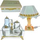 Kit higiene quarto de bebê porcelana mdf 8 pçs - Branco e Dourado
