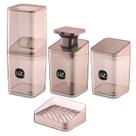 Kit Higiene Slim 4 Peças Para Banheiro Com Porta Escova Sabonete Líquido Porta Algodão E Saboneteira UZ Kit Higiene Slim 4 Peças Para Banheiro Com Porta Escova Sabonete Líquido Porta Algodão E Saboneteira UZ
