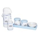 Kit Higiene Slim Azul Garrafa Grande Capa Chuva De Amor Azul Quarto Bebê Menino Kit Higiene Slim Azul Garrafa Grande Capa Chuva De Amor Azul Quarto Bebê Menino