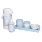 Kit Higiene Slim Azul Garrafa Grande Capa Ondinha Azul Quarto Bebê Menino