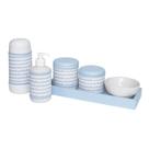 Kit Higiene Slim Azul Garrafa Pequena Capa Ondinha Azul Quarto Bebê Menino