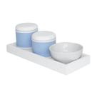 Kit Higiene Slim Branco Capa Azul Bebê Quarto Bebê Menino