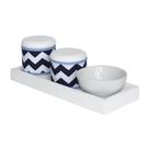 Kit Higiene Slim Branco Capa Chevron Marinho Quarto Bebê Menino