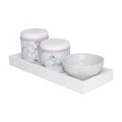 Kit Higiene Slim Branco Capa Rosa Provençal Quarto Bebê Menina