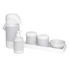 Kit Higiene Slim Branco Garrafa Grande Capa Cinza Liso Quarto Bebê Menina Menino
