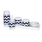 Kit Higiene Slim Branco Garrafa Pequena Capa Chevron Marinho Quarto Bebê Menino