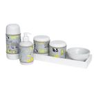 Kit Higiene Slim Branco Garrafa Pequena Capa Safári Quarto Bebê Menina Menino