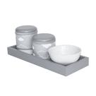 Kit Higiene Slim Cinza Capa Nuvem Chevron Cinza Quarto Bebê Infantil Menina Menino