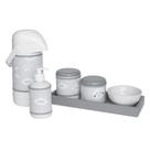 Kit Higiene Slim Cinza Garrafa Grande Capa Chuva de Amor Cinza Quarto Bebê Infantil Unissex