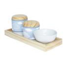 Kit Higiene Slim Pinus Capa Nuvem Chevron Azul Quarto Bebê Menino