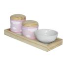 Kit Higiene Slim Pinus Capa Nuvem Chevron Rosa Quarto Bebê Menina