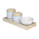 Kit Higiene Slim Pinus Capa Ondinha Azul Quarto Bebê Menino